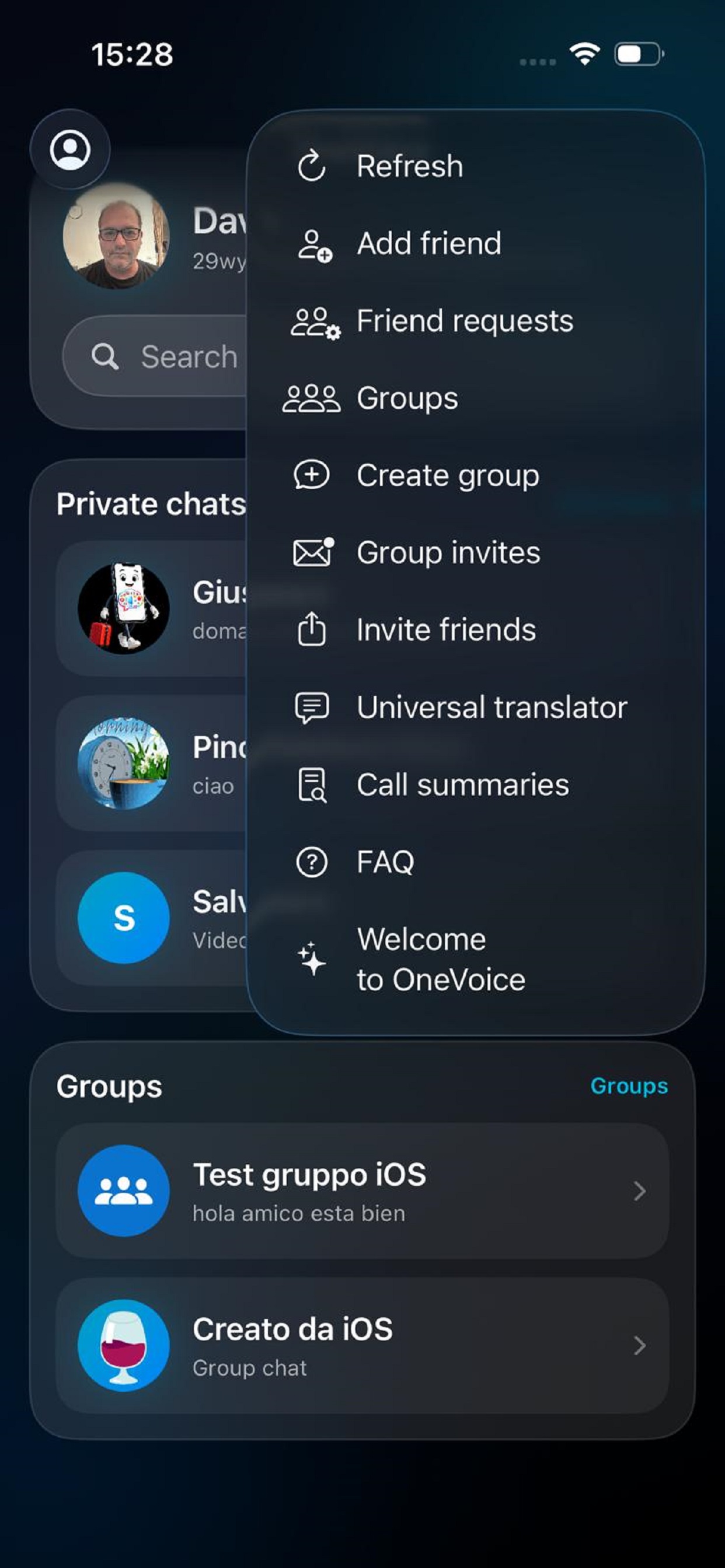 OneVoice Chat List